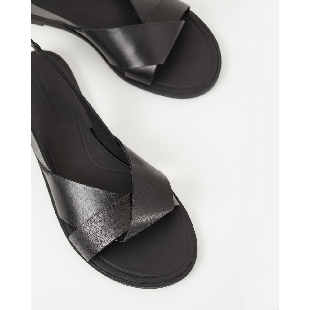 Vagabond Tia 2.0 Black Leather Criss Cross Slingback Flat Sandals 39